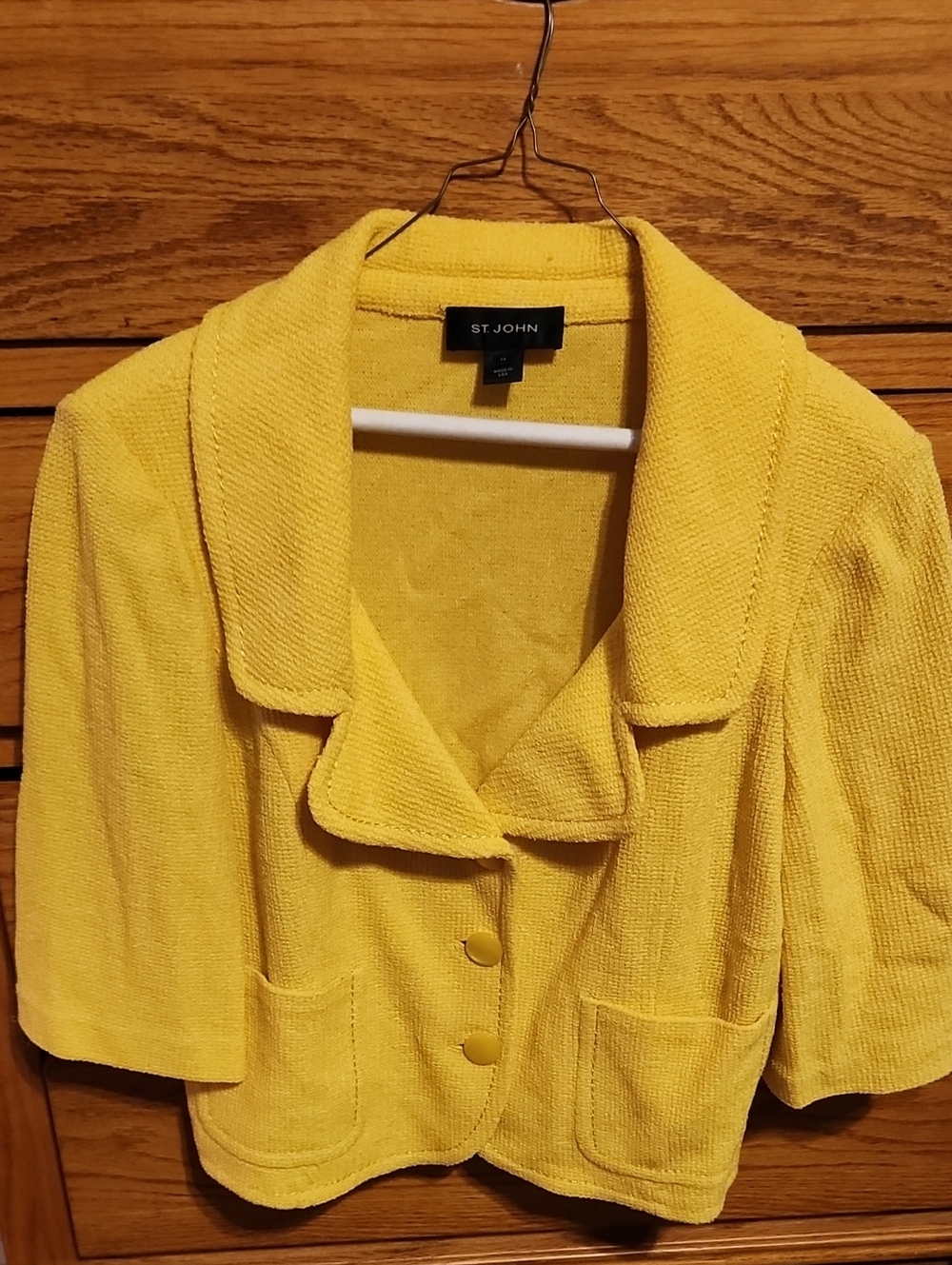 St. John Bright Yellow Cropped Knit Blazer